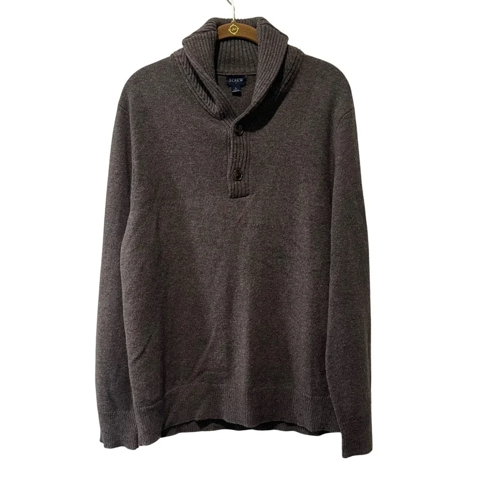 J Crew Shawl Collar Sweater Men's Large‎ Brown Supersoft LambsWool Blend Preppy